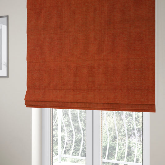 Tanga Superbly Soft Textured Plain Chenille Material Orange Colour Furnishing Upholstery Fabrics - Roman Blinds