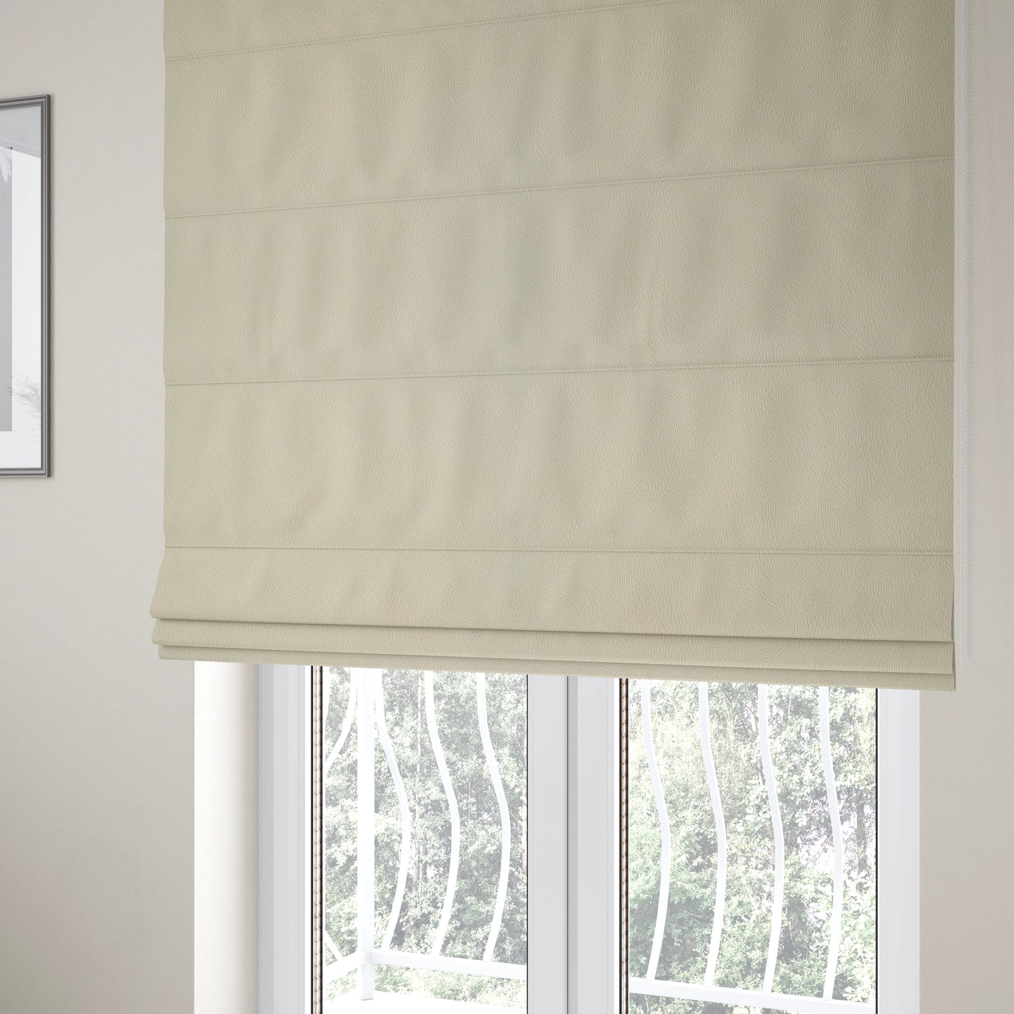 Tanisha Embossed Pattern Soft Velvet Upholstery Fabric In White Colour - Roman Blinds