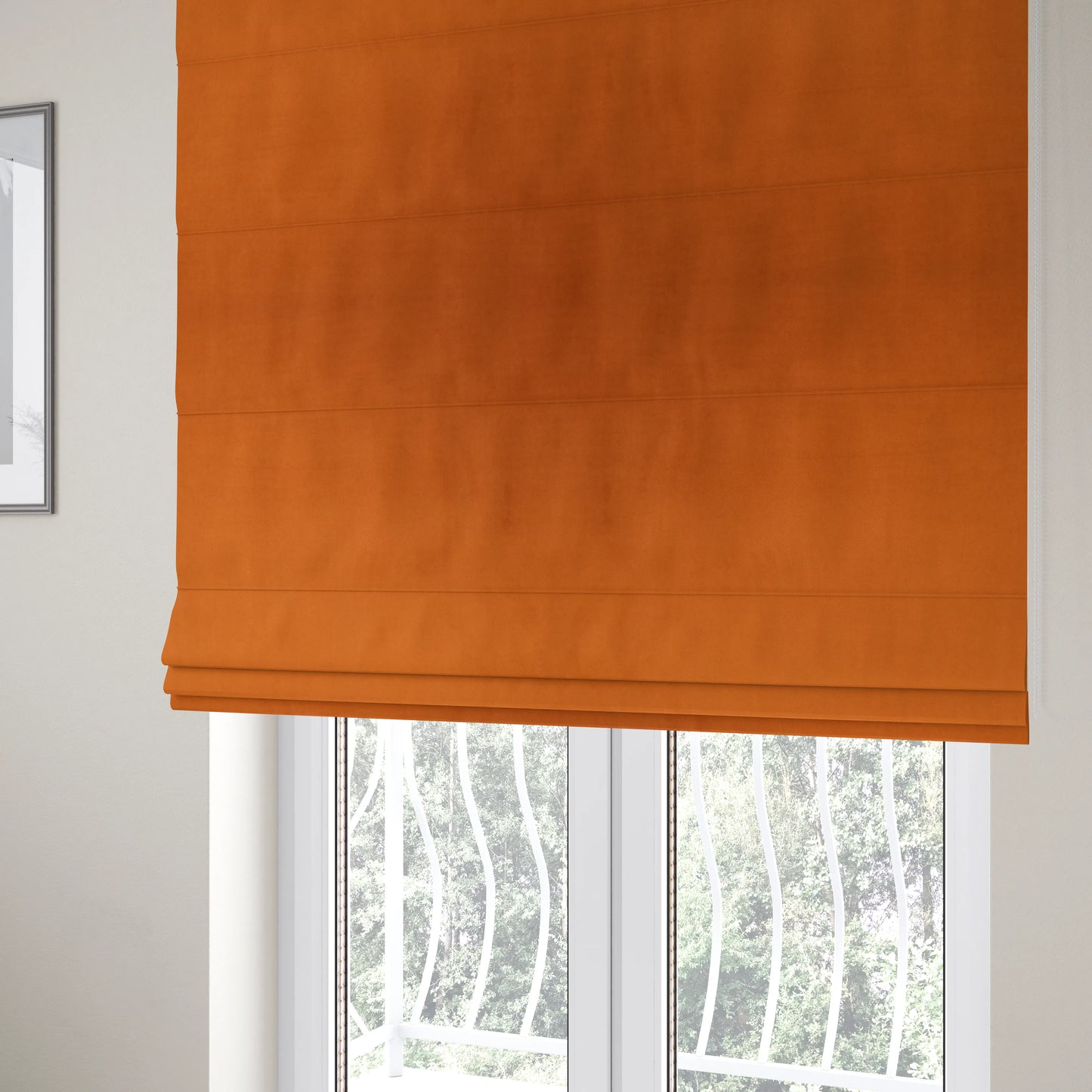 Venice Velvet Fabrics In Orange Colour Furnishing Upholstery Velvet Fabric - Roman Blinds