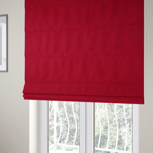 Venice Velvet Fabrics In Red Colour Furnishing Upholstery Velvet Fabric - Roman Blinds