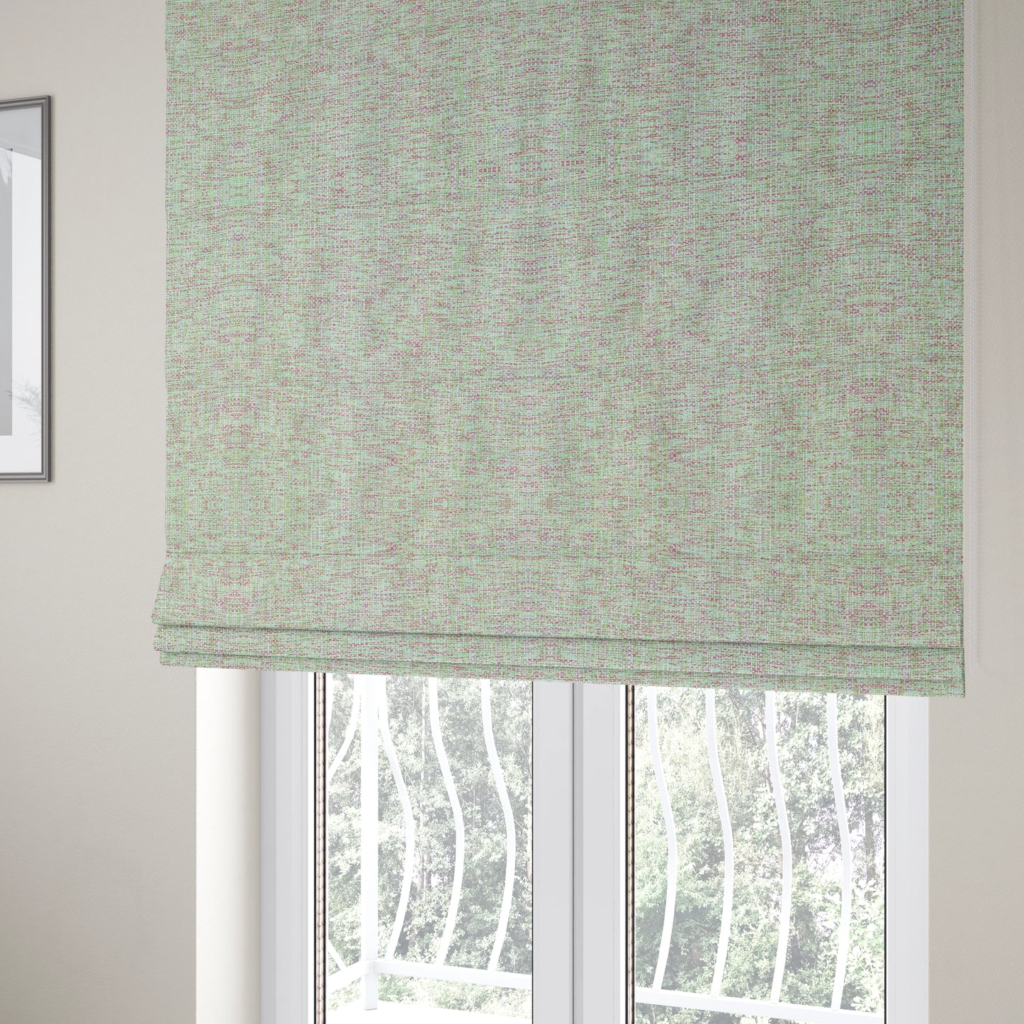 Verona Unique Textured Basket Weave Heavyweight Upholstery Fabric In Blue Green Purple Colours - Roman Blinds