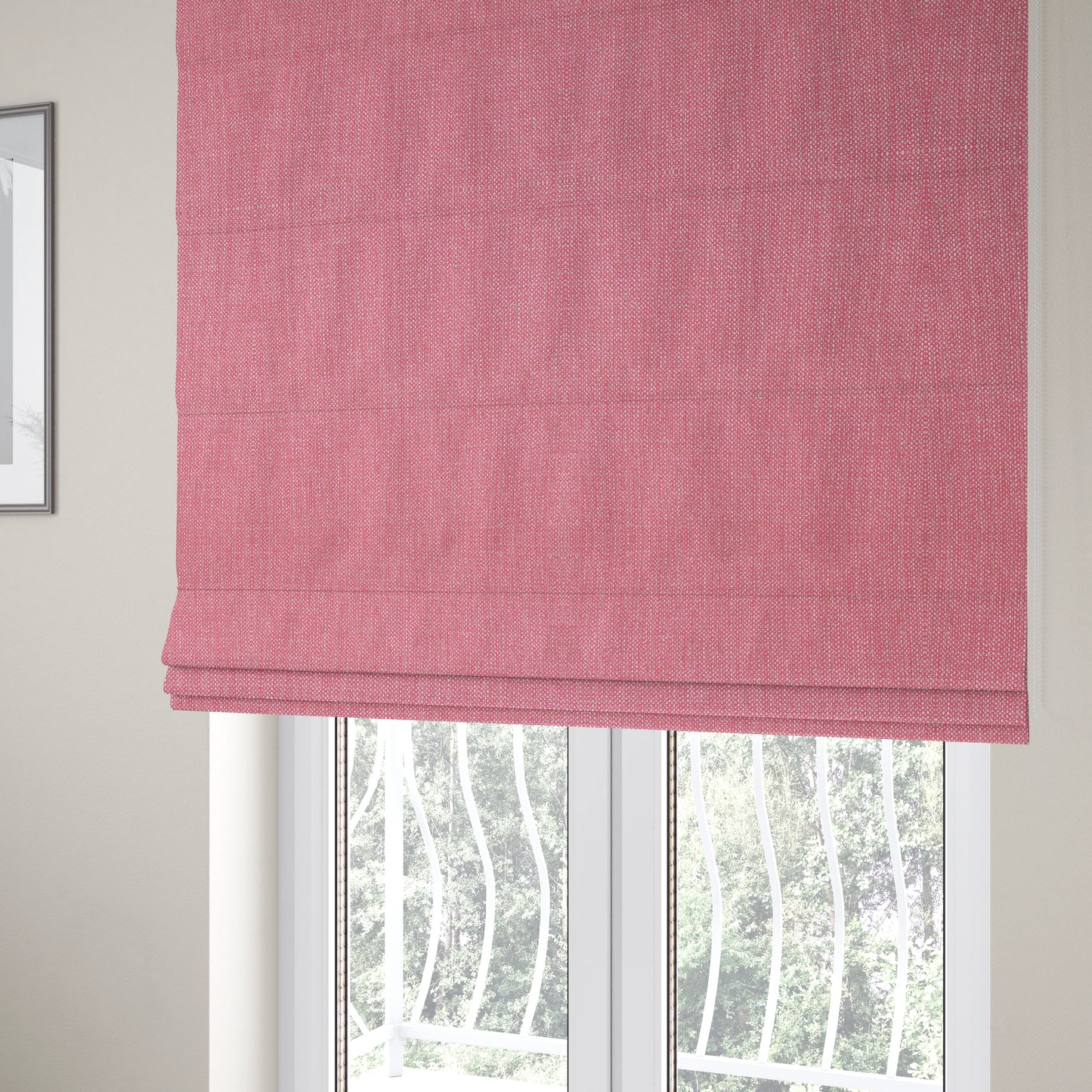 Verona Unique Textured Basket Weave Heavyweight Upholstery Fabric In Pink Colour - Roman Blinds