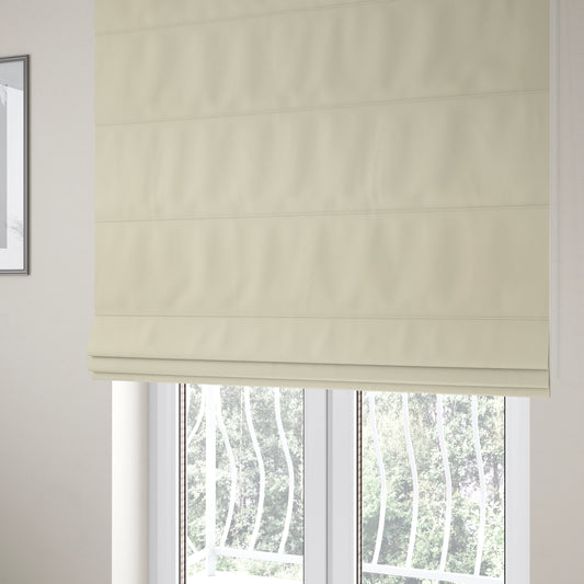 Wiltshire Plain Poly Cotton Flat Weave Upholstery Curtains Fabric In White Colour - Roman Blinds