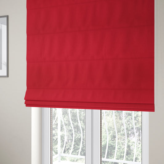 Wiltshire Plain Poly Cotton Flat Weave Upholstery Curtains Fabric In Red Colour - Roman Blinds