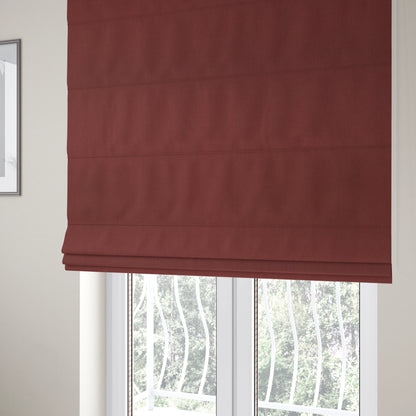 Wiltshire Plain Poly Cotton Flat Weave Upholstery Curtains Fabric In Wine Red Colour - Roman Blinds