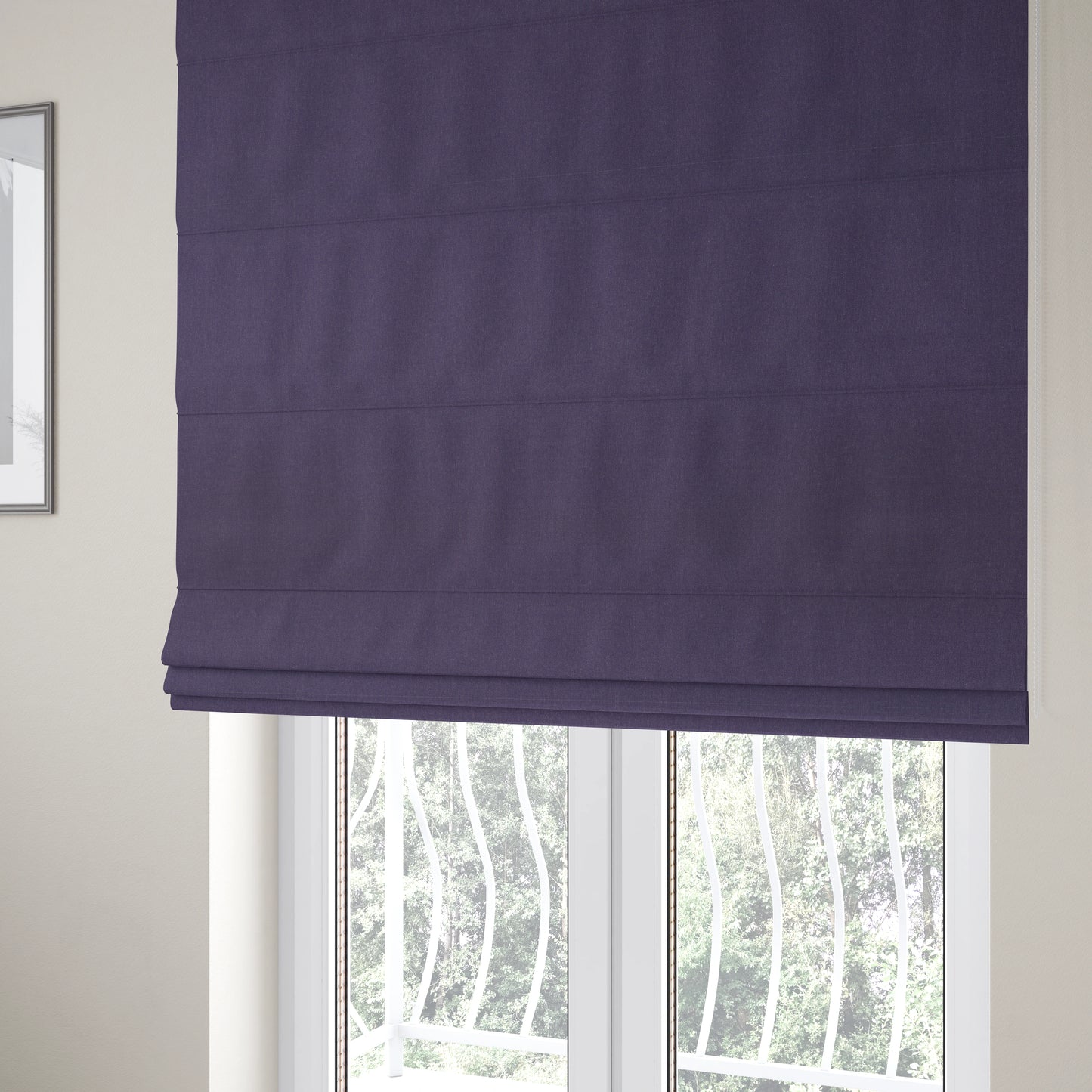 Wiltshire Plain Poly Cotton Flat Weave Upholstery Curtains Fabric In Purple Colour - Roman Blinds