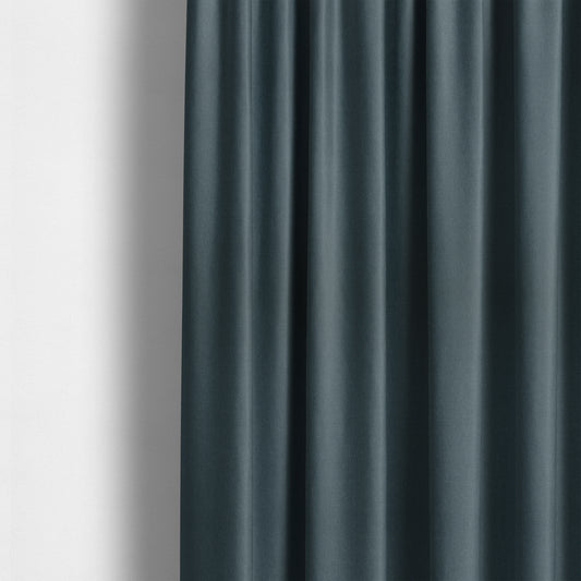 Wiltshire Plain Poly Cotton Flat Weave Upholstery Curtains Fabric In Denim Blue Colour - Made To Measure Curtains