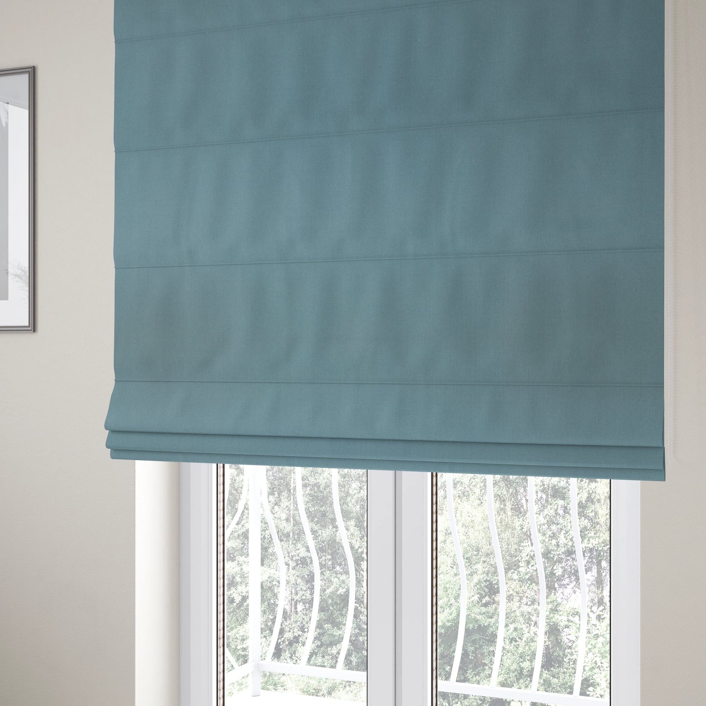 Wiltshire Plain Poly Cotton Flat Weave Upholstery Curtains Fabric In Sky Blue Colour - Roman Blinds