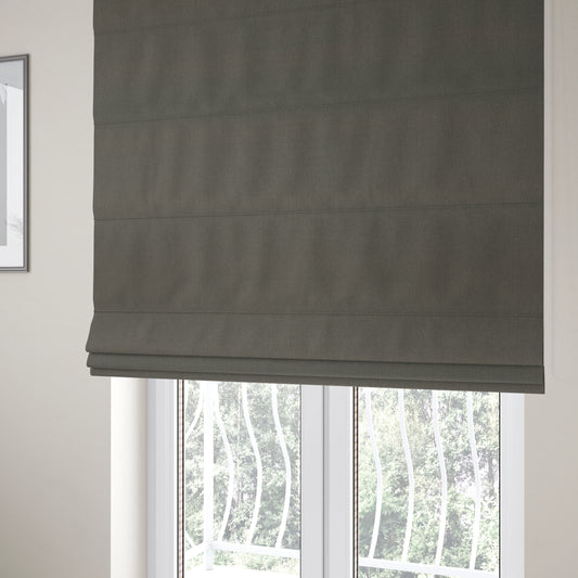 Wiltshire Plain Poly Cotton Flat Weave Upholstery Curtains Fabric In Grey Colour - Roman Blinds