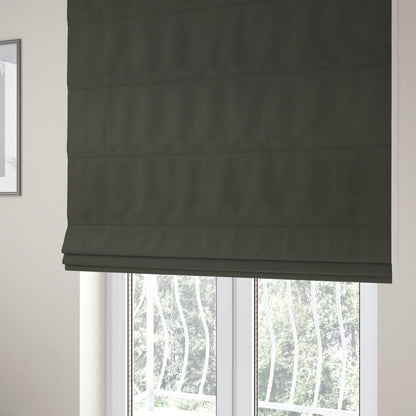 Wiltshire Plain Poly Cotton Flat Weave Upholstery Curtains Fabric In Black Colour - Roman Blinds