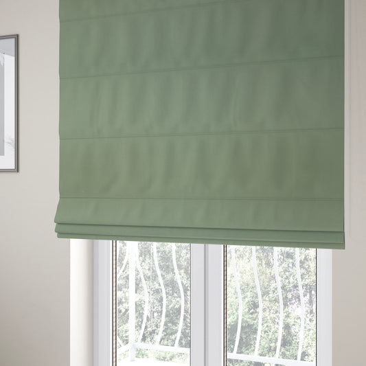 Wiltshire Plain Poly Cotton Flat Weave Upholstery Curtains Fabric In Light Sage Green Colour - Roman Blinds