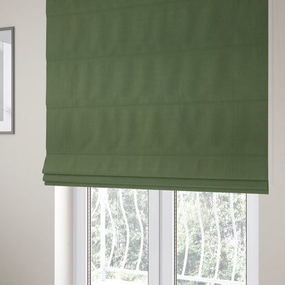 Wiltshire Plain Poly Cotton Flat Weave Upholstery Curtains Fabric In Forest Green Colour - Roman Blinds