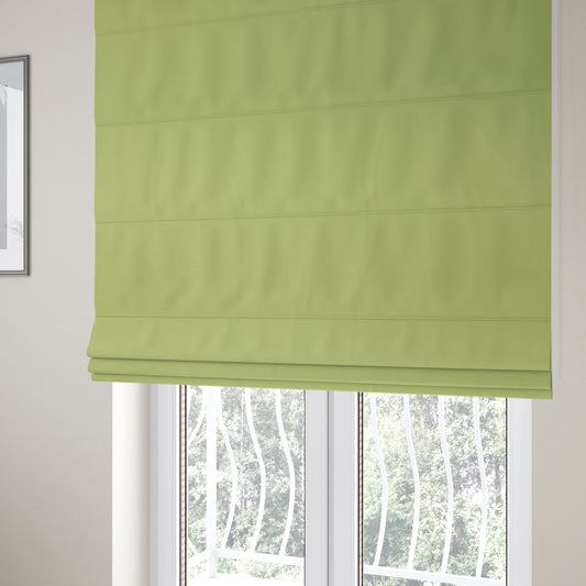 Wiltshire Plain Poly Cotton Flat Weave Upholstery Curtains Fabric In Lime Green Colour - Roman Blinds