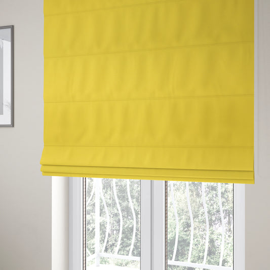 Wiltshire Plain Poly Cotton Flat Weave Upholstery Curtains Fabric In Yellow Colour - Roman Blinds