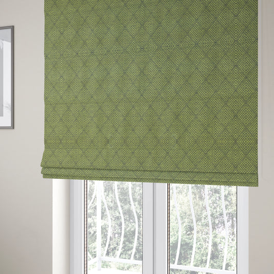 Woodland Semi Plain Chenille Textured Durable Upholstery Fabric In Green - Roman Blinds