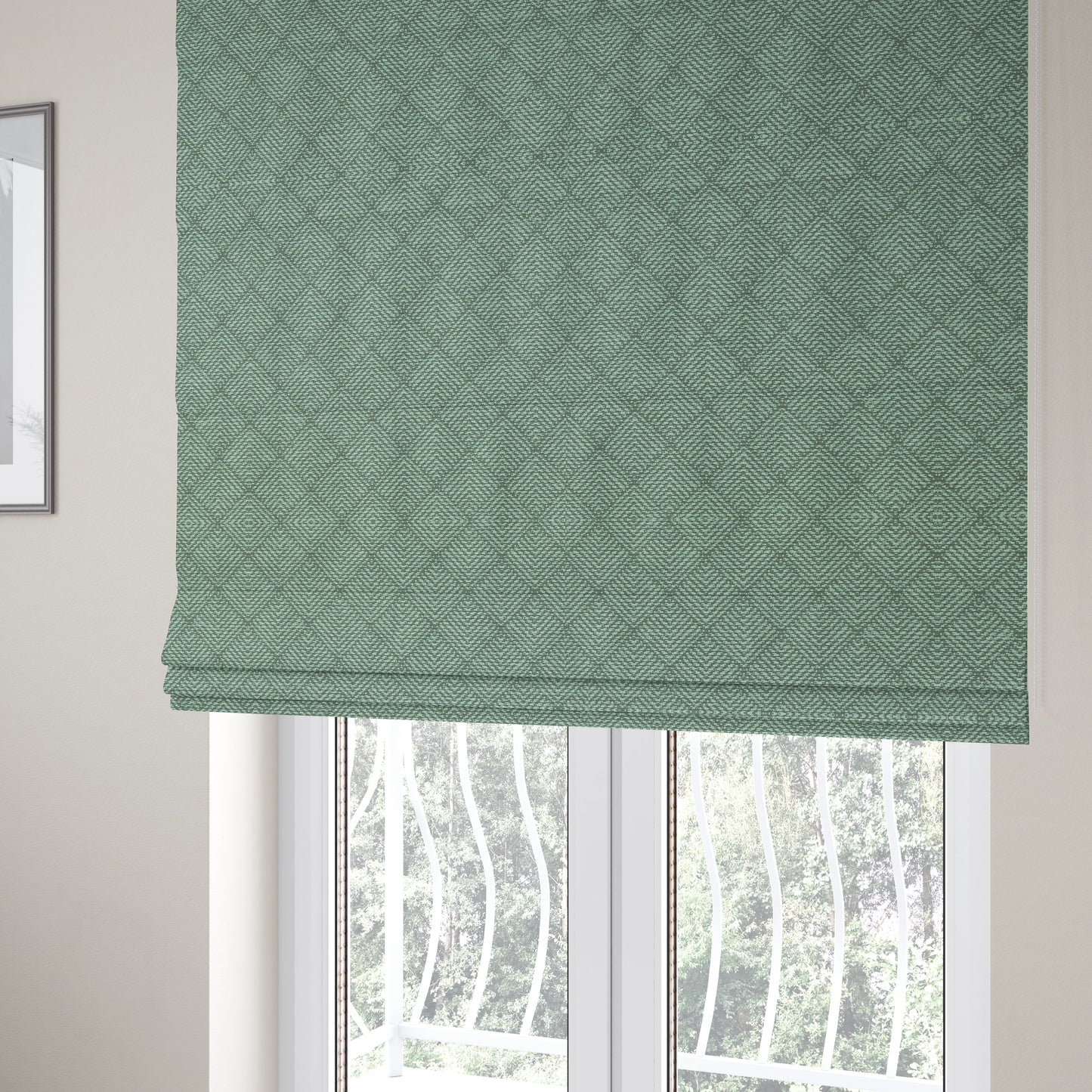 Woodland Semi Plain Chenille Textured Durable Upholstery Fabric In Teal Blue - Roman Blinds