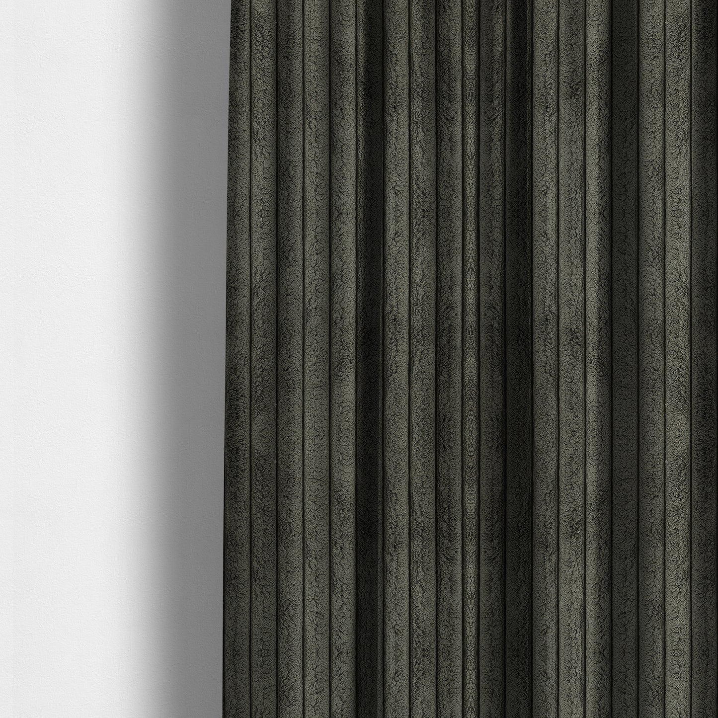 York High Low Chunky Corduroy Fabric In Charcoal Grey Colour Super Jumbo Cord - Made To Measure Curtains