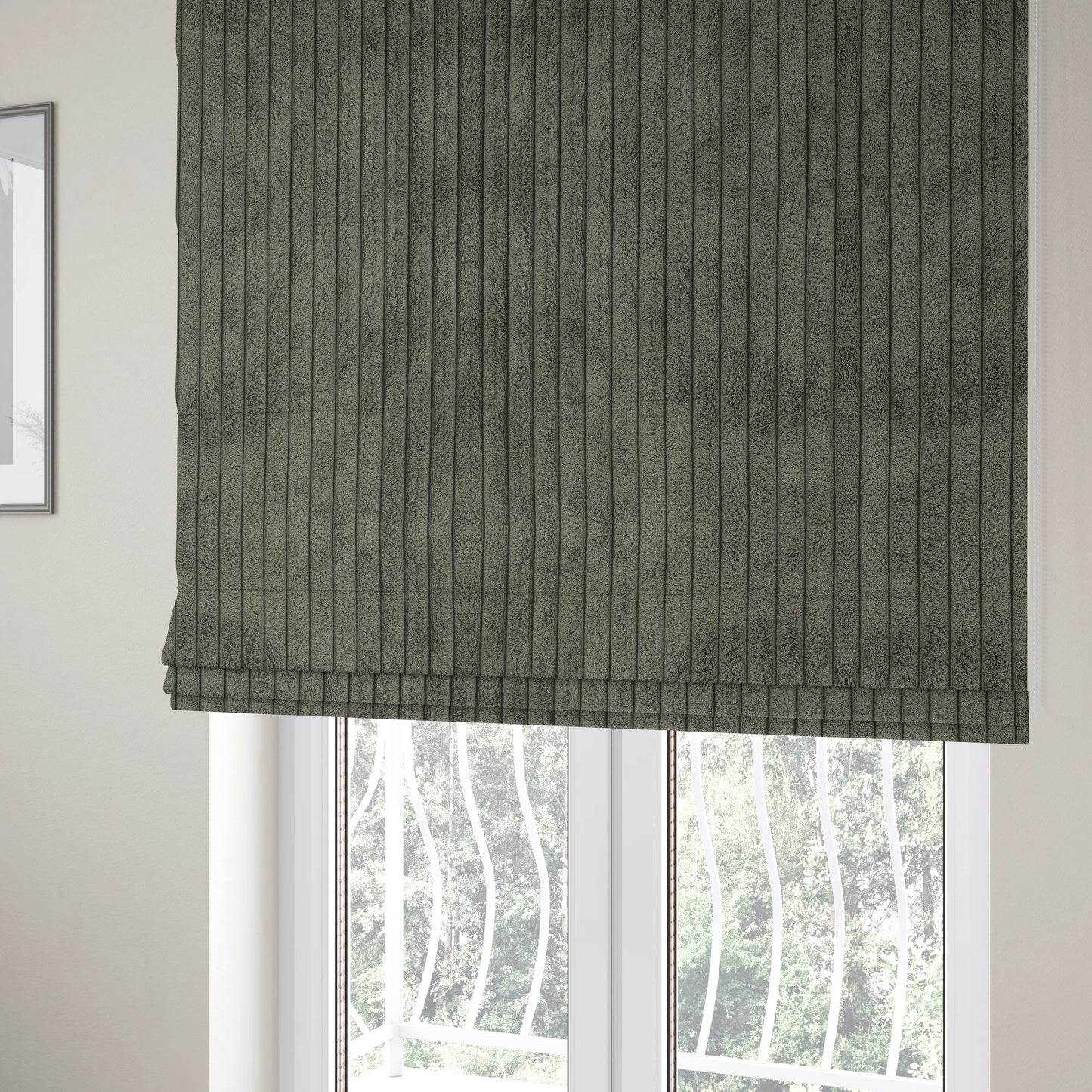 York High Low Chunky Corduroy Fabric In Charcoal Grey Colour Super Jumbo Cord - Roman Blinds