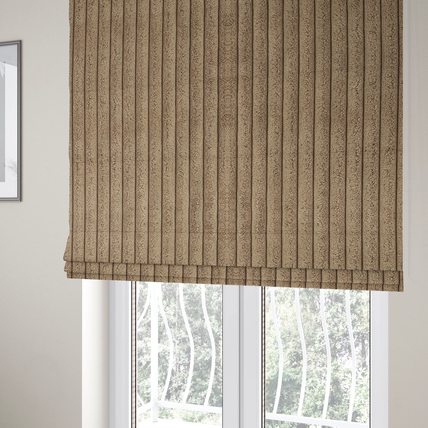 York High Low Chunky Corduroy Fabric In Brown Mocha Coffee Colour Super Jumbo Cord - Roman Blinds