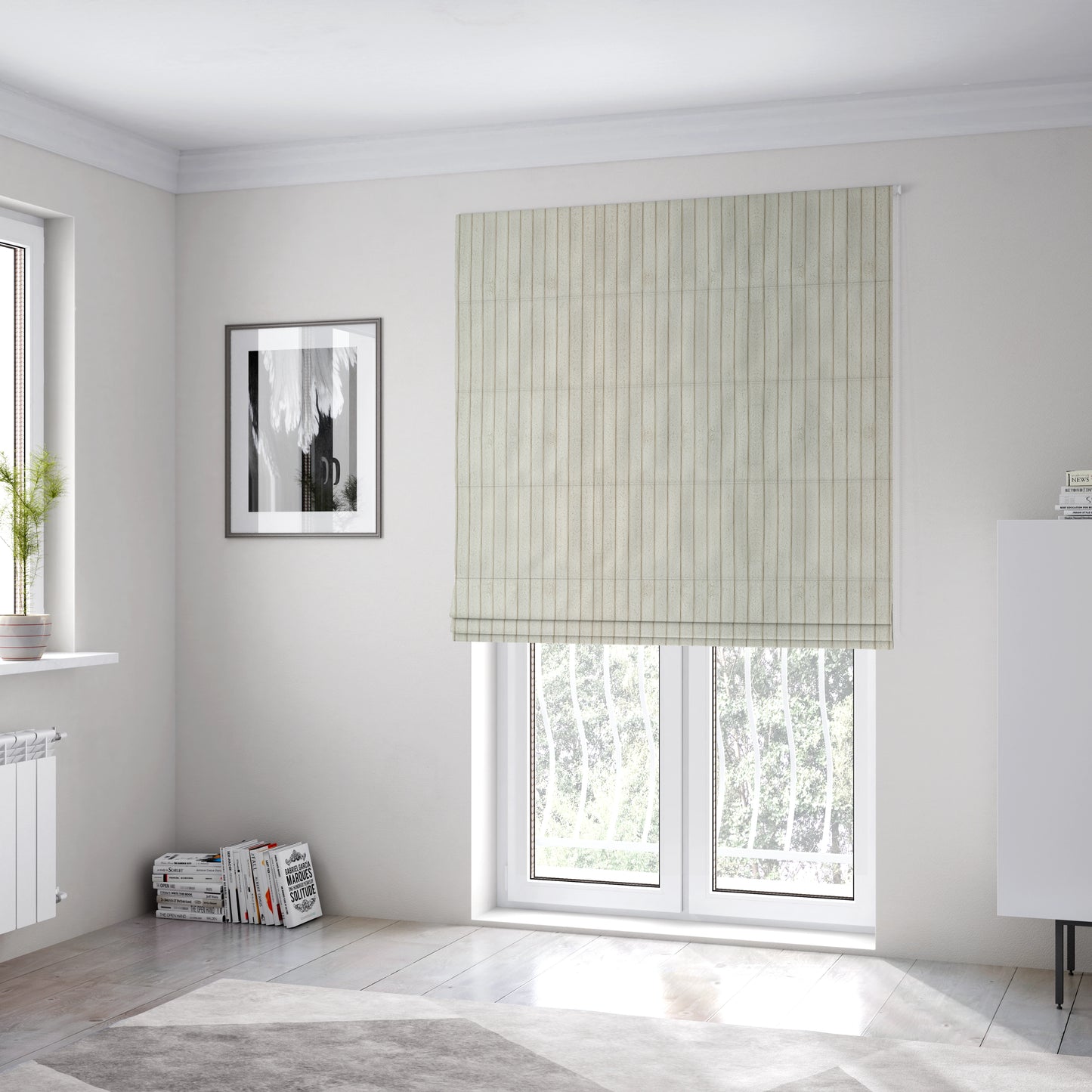 York High Low Chunky Corduroy Fabric In Milk Cream Colour Super Jumbo Cord - Roman Blinds