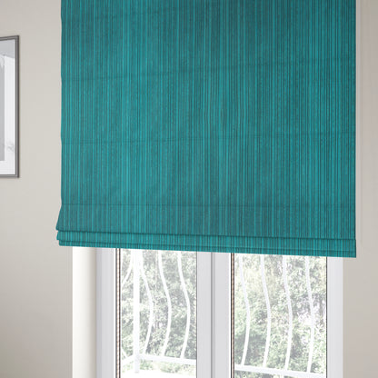 York High Low Corduroy Fabric In Teal Blue Colour - Roman Blinds