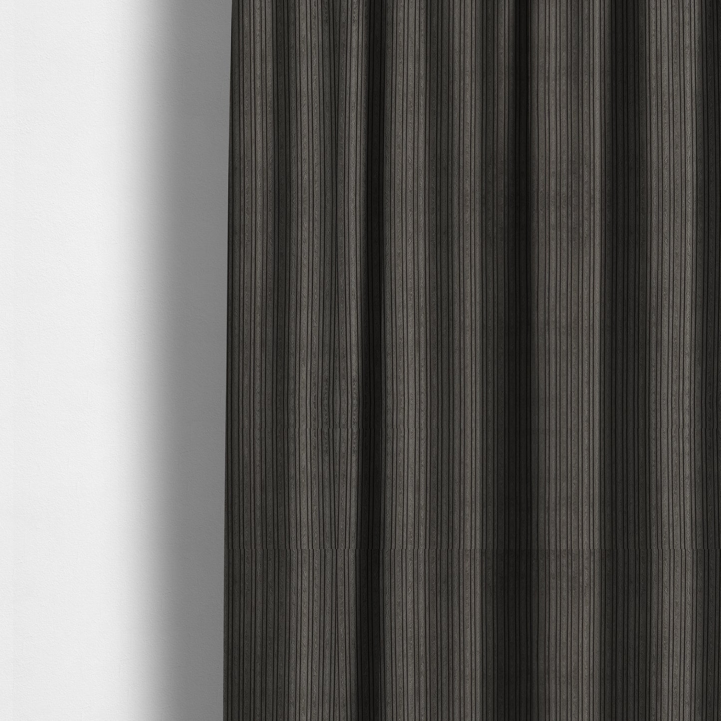 York High Low Corduroy Fabric In Charcoal Grey Colour - Made To Measure Curtains