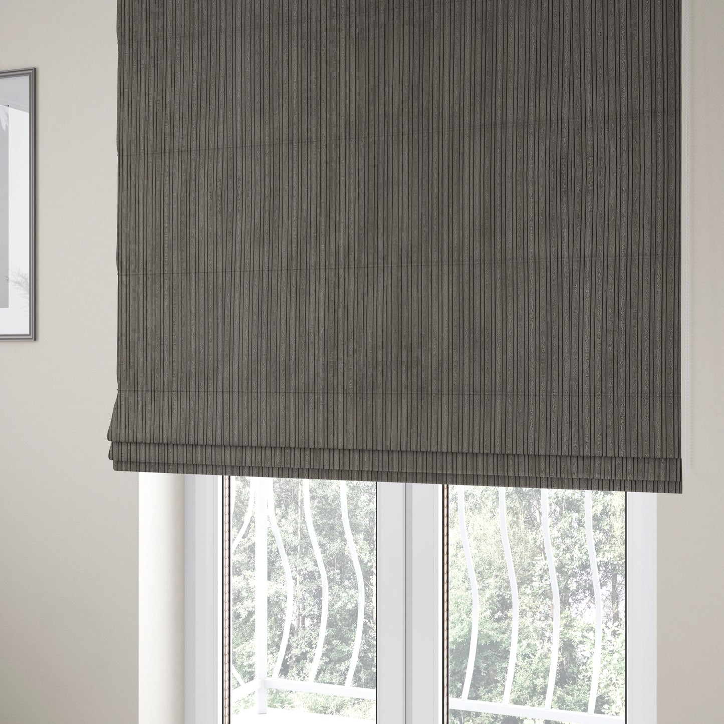 York High Low Corduroy Fabric In Charcoal Grey Colour - Roman Blinds