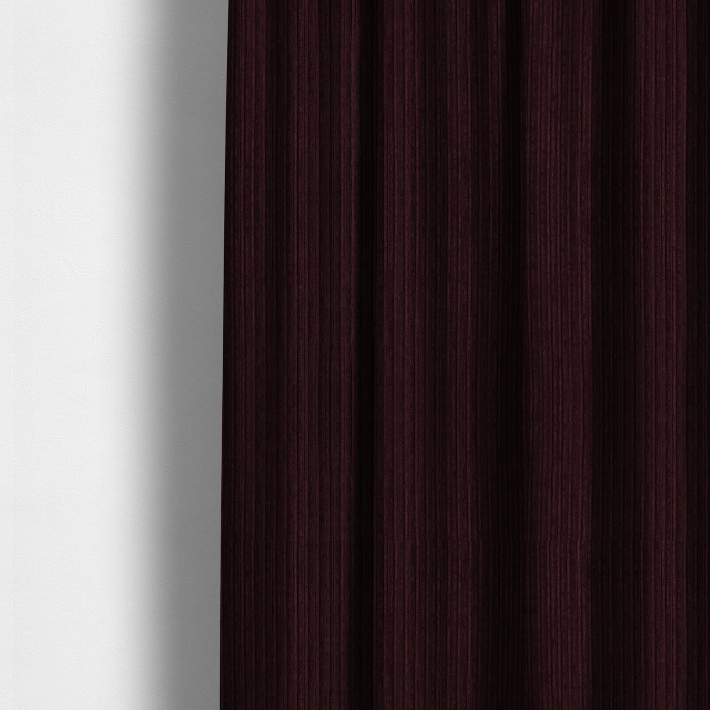 York High Low Corduroy Fabric In Aubergine Colour - Made To Measure Curtains