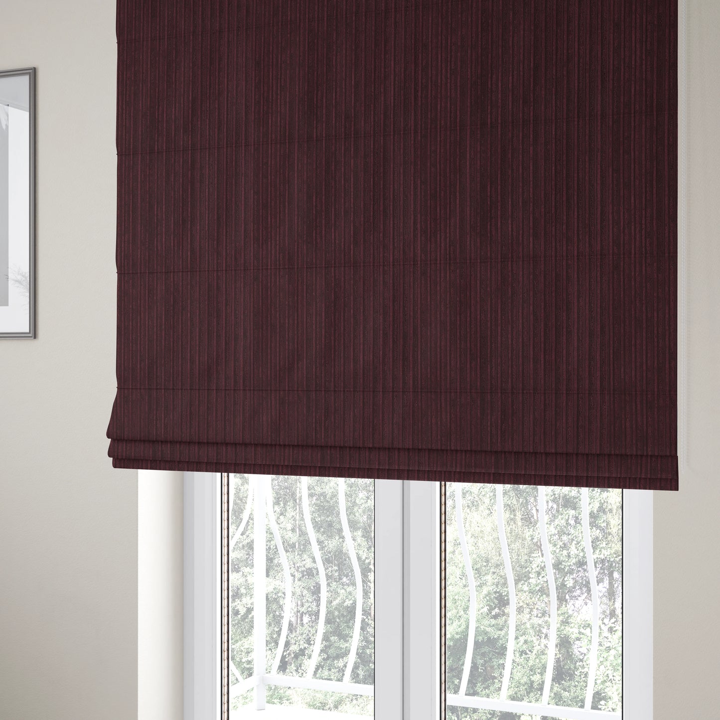 York High Low Corduroy Fabric In Aubergine Colour - Roman Blinds