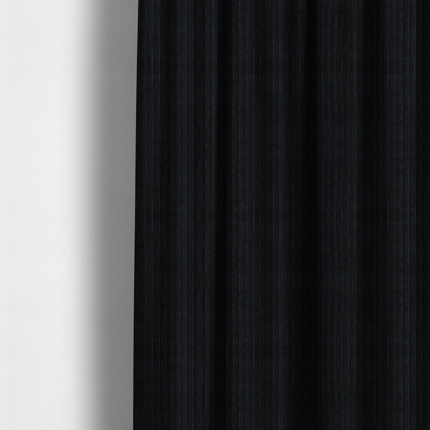 York High Low Corduroy Fabric In Black Colour - Made To Measure Curtains