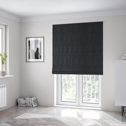 York High Low Corduroy Fabric In Black Colour - Roman Blinds