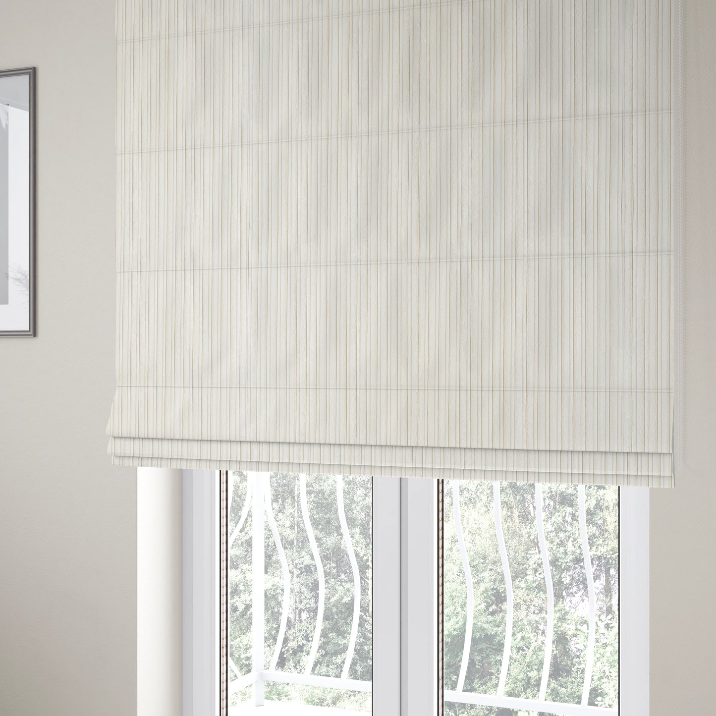 York High Low Corduroy Fabric In White Cream Colour - Roman Blinds