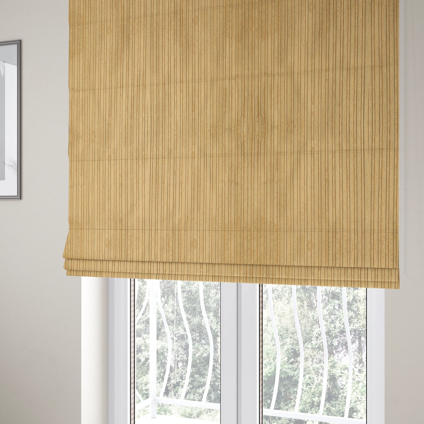 York High Low Corduroy Fabric In Beige Sand Colour - Roman Blinds