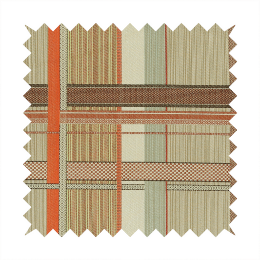 Tartan Chenille Orange Colour Upholstery Fabric - ZZ-236