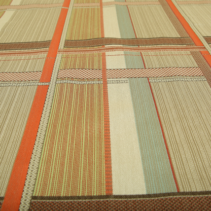 Tartan Chenille Orange Colour Upholstery Fabric - ZZ-236