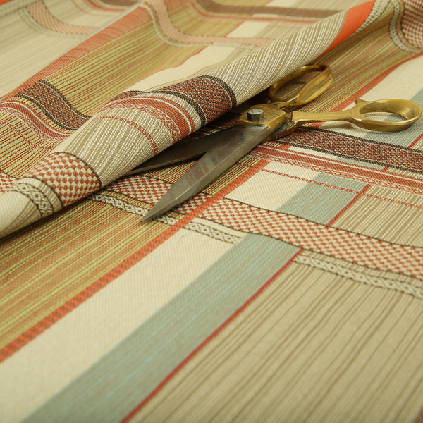 Tartan Chenille Orange Colour Upholstery Fabric - ZZ-236