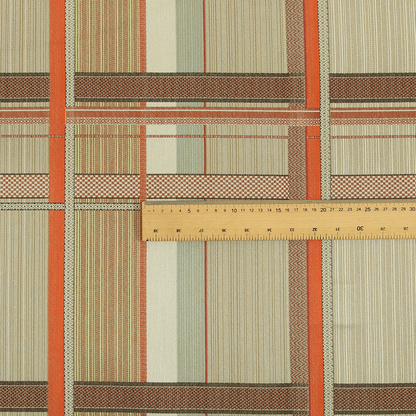 Tartan Chenille Orange Colour Upholstery Fabric - ZZ-236