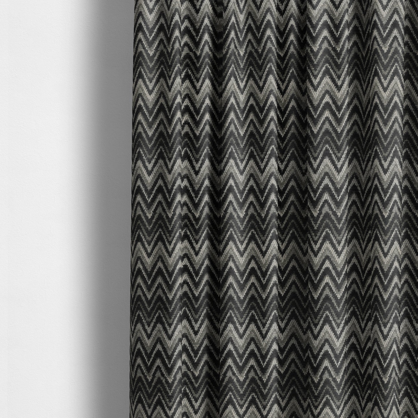 Zanzibar Chevron Pattern Soft Textured Chenille Material Grey Colour Upholstery Fabrics - Made To Measure Curtains