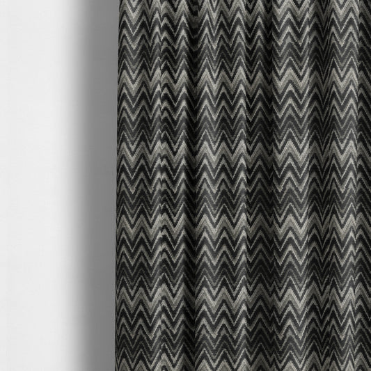 Zanzibar Chevron Pattern Soft Textured Chenille Material Grey Colour Upholstery Fabrics - Made To Measure Curtains