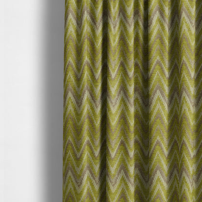 Zanzibar Chevron Pattern Soft Textured Chenille Material Green Colour Upholstery Fabrics - Made To Measure Curtains