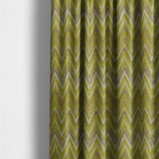 Zanzibar Chevron Pattern Soft Textured Chenille Material Green Colour Upholstery Fabrics - Made To Measure Curtains