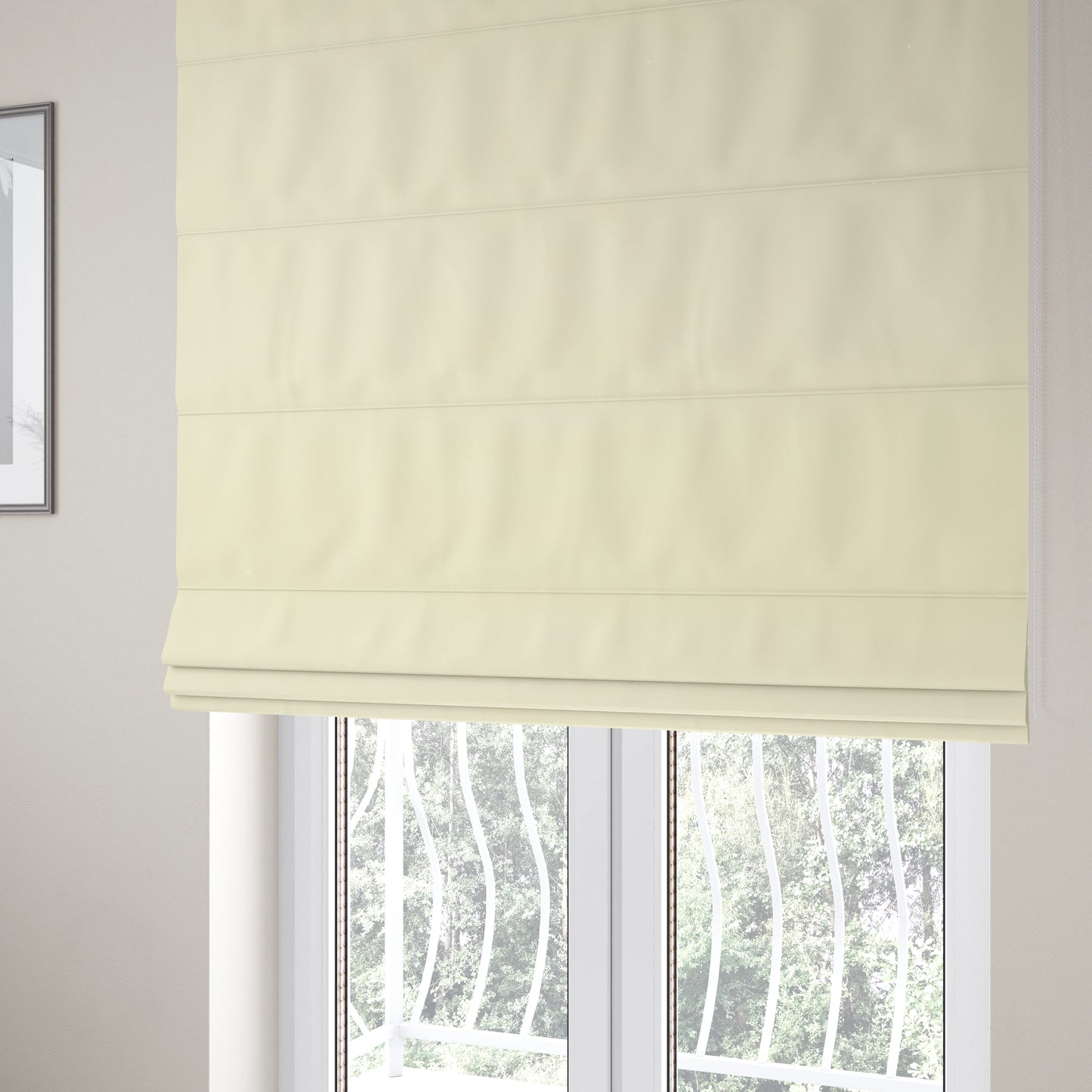 Zouk Plain Durable Velvet Brushed Cotton Effect Upholstery Fabric White Colour - Roman Blinds