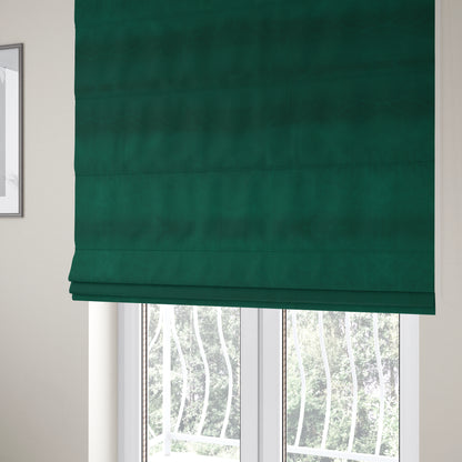 Zouk Plain Durable Velvet Brushed Cotton Effect Upholstery Fabric Forest Green Colour - Roman Blinds