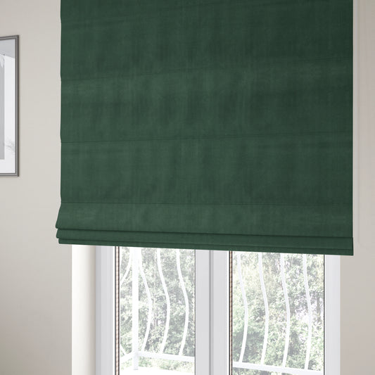 Zouk Plain Durable Velvet Brushed Cotton Effect Upholstery Fabric Army Green Colour - Roman Blinds