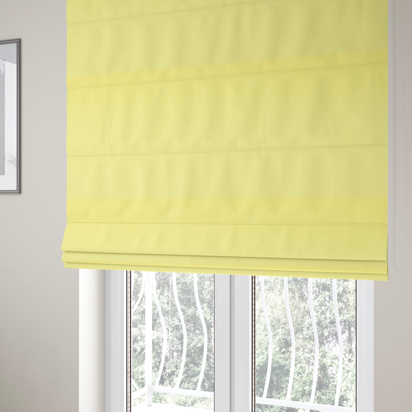 Zouk Plain Durable Velvet Brushed Cotton Effect Upholstery Fabric Daffodil Yellow Colour - Roman Blinds