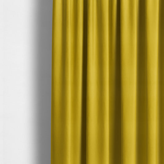 Zouk Plain Durable Velvet Brushed Cotton Effect Upholstery Fabric Bumblebee Yellow Colour - Made To Measure Curtains