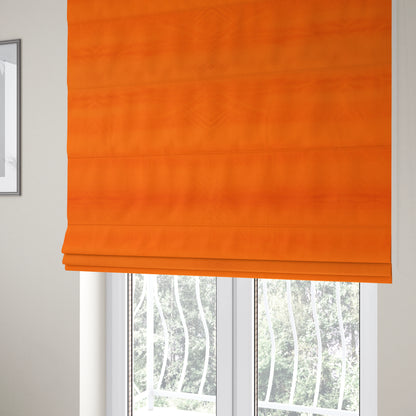 Zouk Plain Durable Velvet Brushed Cotton Effect Upholstery Fabric Flame Orange Colour - Roman Blinds