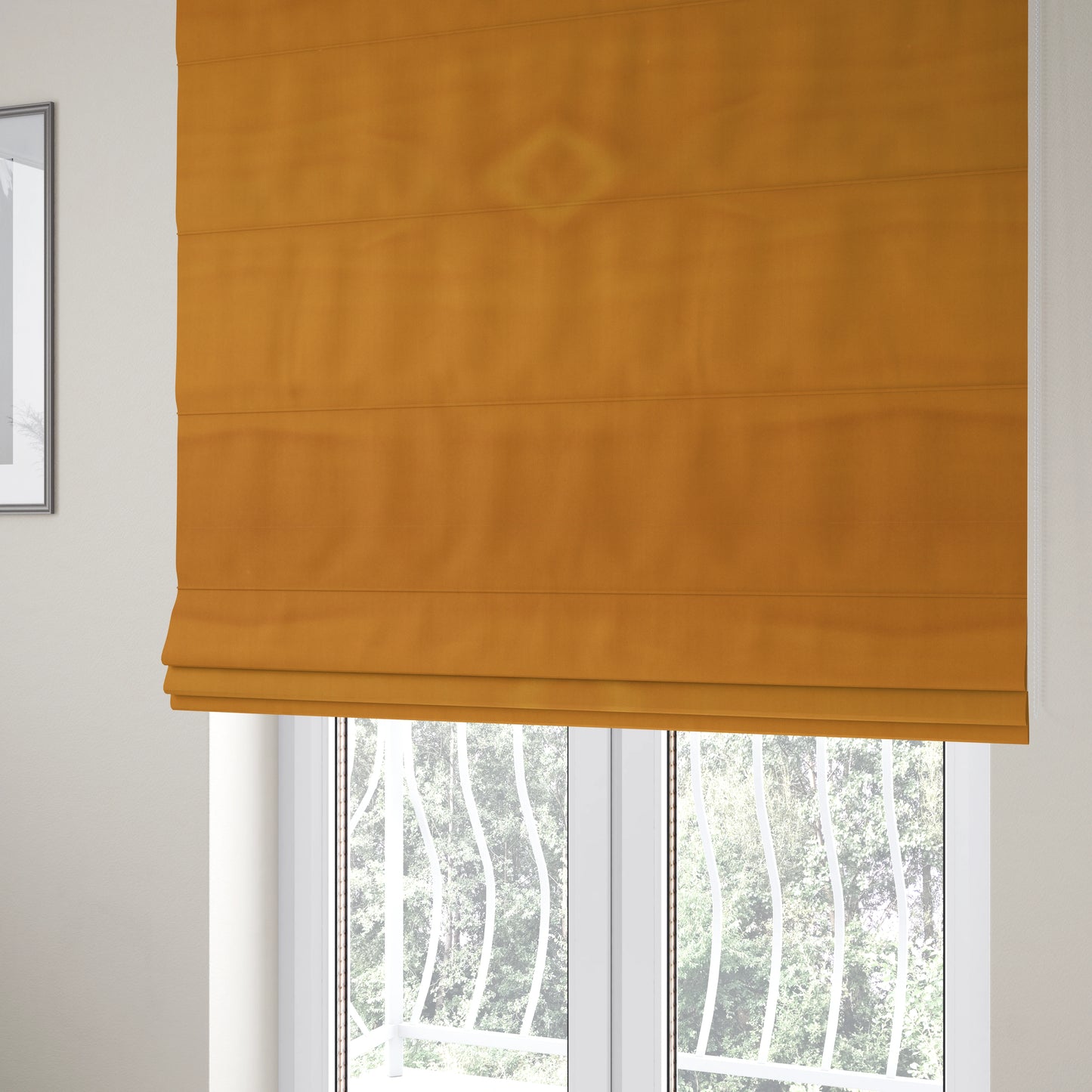 Zouk Plain Durable Velvet Brushed Cotton Effect Upholstery Fabric Bronze Orange Colour - Roman Blinds