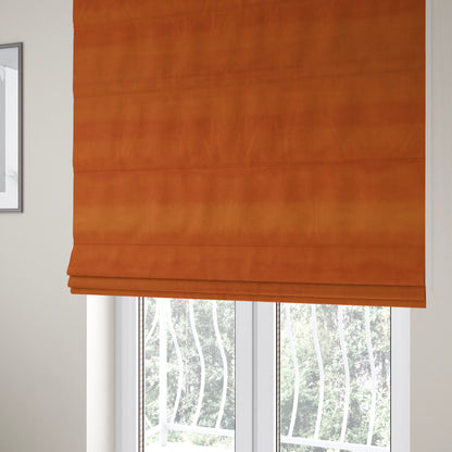 Zouk Plain Durable Velvet Brushed Cotton Effect Upholstery Fabric Burnt Orange Colour - Roman Blinds