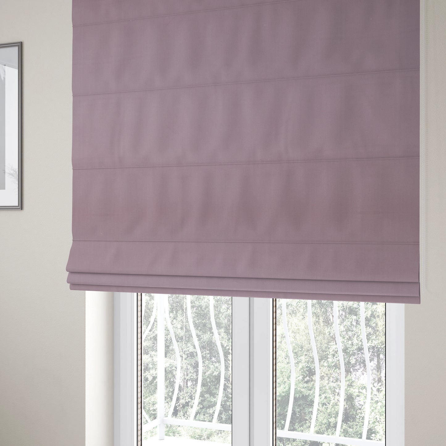 Zouk Plain Durable Velvet Brushed Cotton Effect Upholstery Fabric Lilac Purple Colour - Roman Blinds